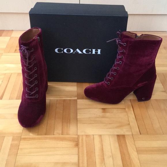 Authentic Edie Velvet Coach Boots🍷 - Picture 3 of 7